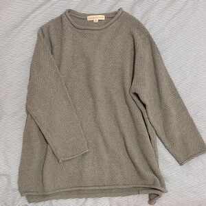 Textured Gray Crewneck Sweater